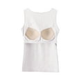 thumbnail image 6 of Lenpel Women's Tank Tops with Built in Bra Crew Neck Solid Color Slim Sleeveless T Shirts Soft Casual Camisole Tees, 6 of 6
