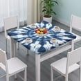 thumbnail image 3 of Blue White Tie Dye Mandala Pattern Square Fitted Tablecloth with Elastic Edge,Square Table Cover,Washable Elastic Table Cover for Home Kitchen Party Decor 34"x34", 3 of 6