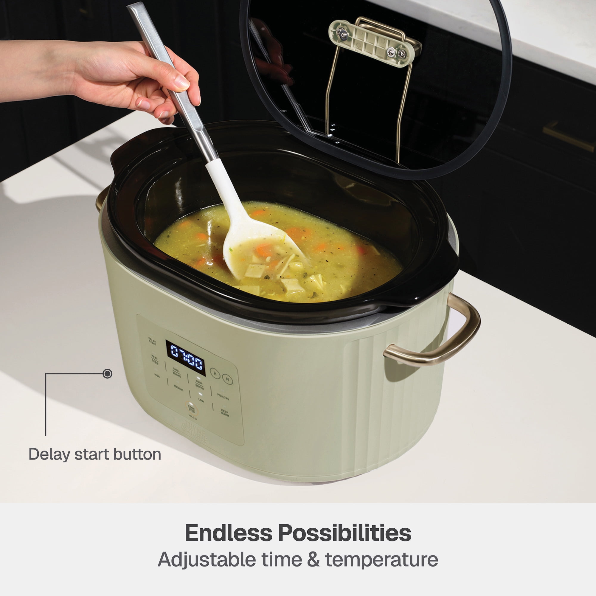 Thyme & Table 6QT Programmable Slow Cooker, Eucalyptus Green