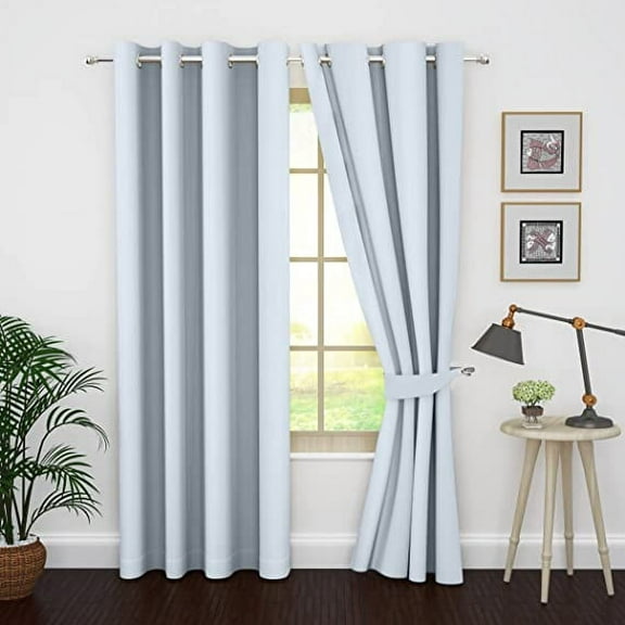 Ample Decor Blackout Curtain 46 x 63 inch Steel Grey Set of 2 Panels, Room Darkening for Bedroom, Noise Reducing, Privacy Protection
