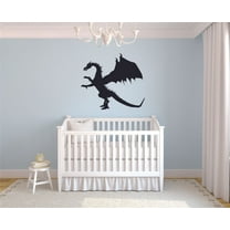 Giant Huge Dragon Silhouette Drawing Design Boys Decoration Vinyl Wall Art Wall Sticker Wall Decal Design Home Wall Room Décor For Kids Room Boys Nursery Infant Toddler Room Design (10x10 inch)