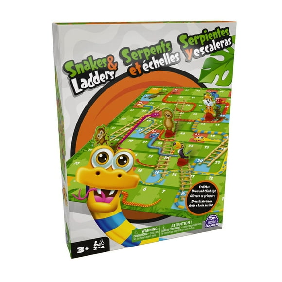Spin Master Games, Jeu serpents et échelles pour enfants, jeu de société coloré pour 2 à 4 joueurs pour les soirées jeu en famille, jeu amusant, pour les enfants à partir de 3 ans Jeu serpents et échelles