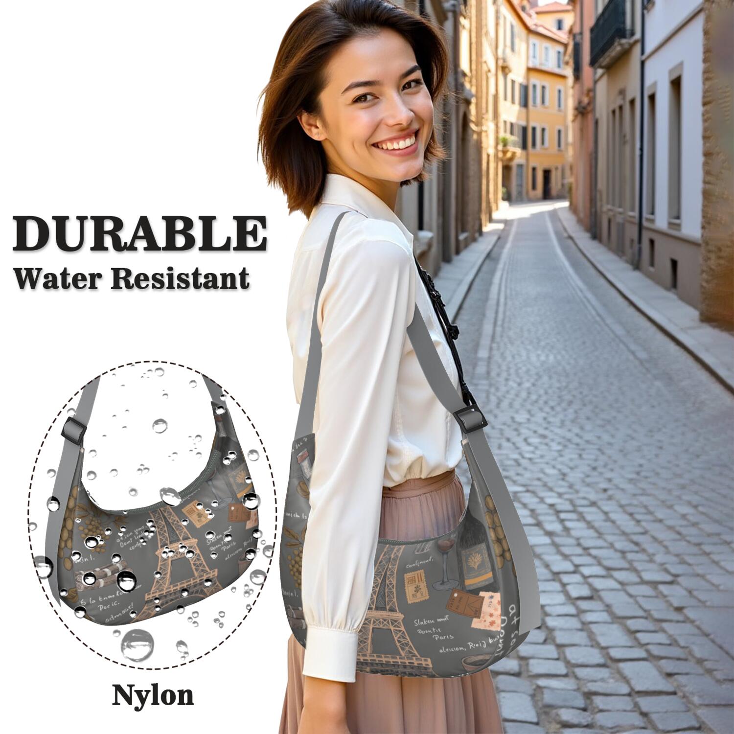 Shoulder Bag for Commuter Office Workers Dumpling Bag for Travel with Adjustable Strap