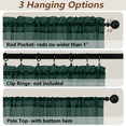 thumbnail image 5 of MKHILL Hunter Green Sheer Curtains 63 inch Length 2 Panels Set, Light Filtering Voile Drapes for Living Room Bedroom, Rod Pocket Semi Sheer Window Panels, Each 42" W x 63" L, 5 of 9