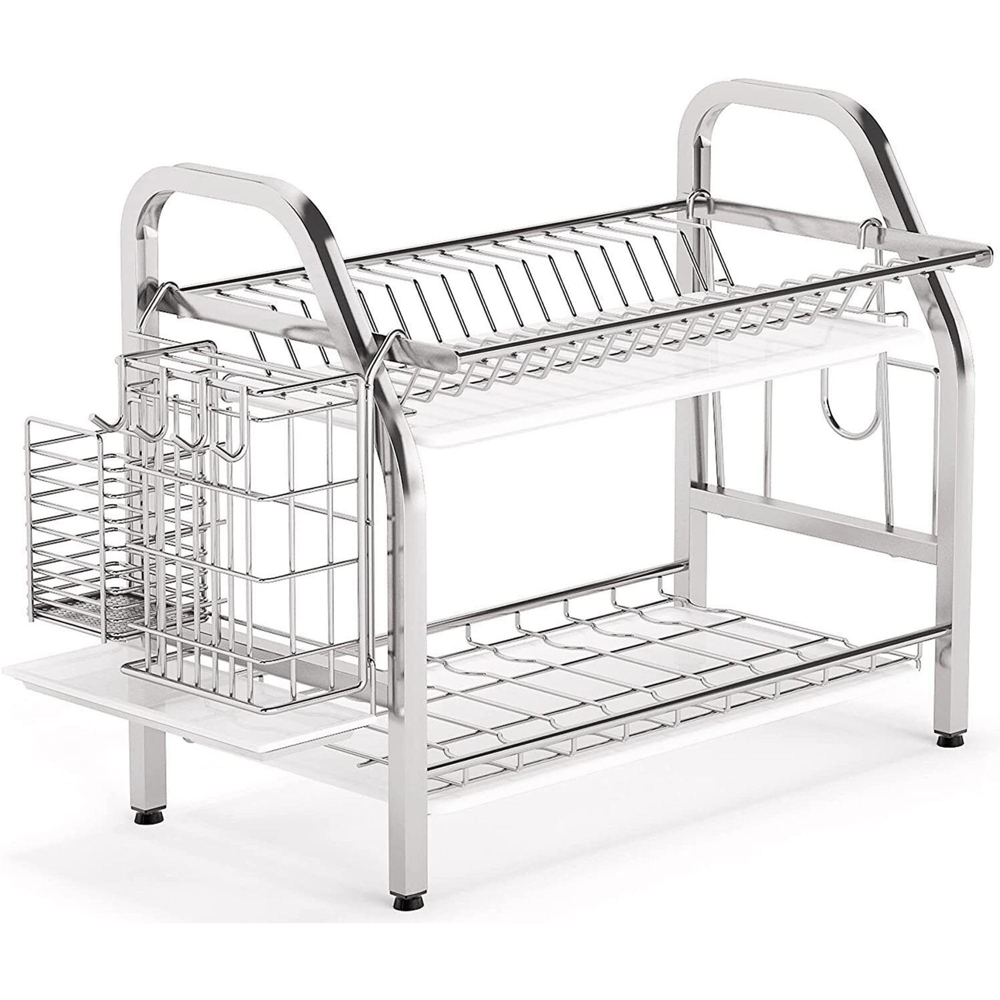 Dropship Dish Drying Rack Stainless Steel Dish Rack W/ Drainboard Cutlery Holder  Kitchen Dish Organizer to Sell Online at a Lower Price