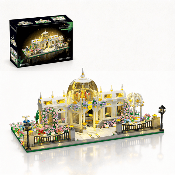 Botanical Garden Building Set with LED Lights Creative Flower House Model Kit, City Architecture Collection Building Blocks Compatible with Lego,Ideal Gift for Adults