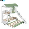 thumbnail image 7 of House Bunk Bed with Convertible Slide and Twin-Size Trundle, Twin Over Twin Bedframe w/ Roof & Window Design for 3 People, Save Space Bedroom Furniture, No Spring Box Required, White+Green, 7 of 7