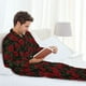 thumbnail image 5 of Balery Rose Pijama para Hombre de Dos Piezas con Manga Larga, Conjunto de Dormir y Descanso Suave con Bolsillos-Large, 5 of 6