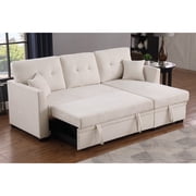 Reversible Sleeper Sectional Sofa with Storage Chaise and Pull Out Sleeper Bed