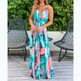 thumbnail image 2 of Vestido largo cruzado con escote en V, vestido largo cruzado con escote en V profundo para mujer, vestido largo con estampado floral, confiabilidad excepcional, 2 of 6