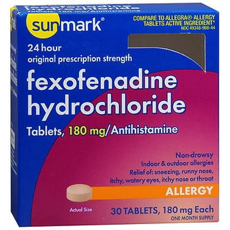 Sunmark Allergy Relief 180 mg Strength Tablet  - 30 per (Best Drugstore Medicine For Sore Throat)