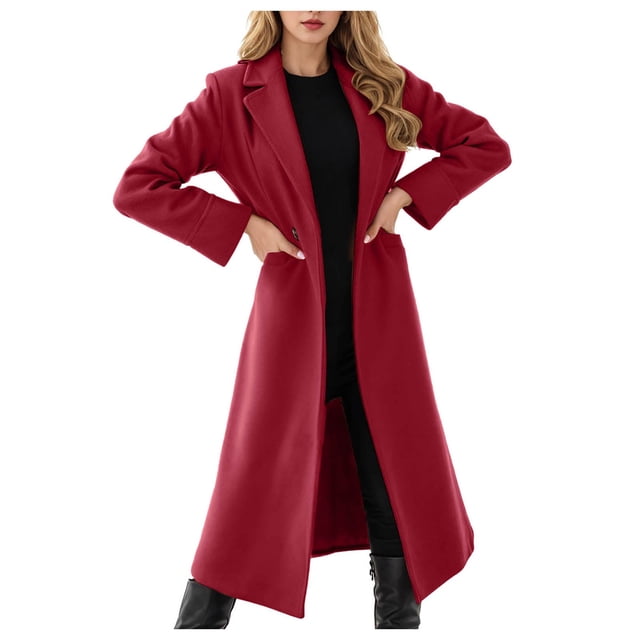 Mid-length Spring and Winter Long Trench Coat With Belt,Elegant Single Breasted PeaCoat