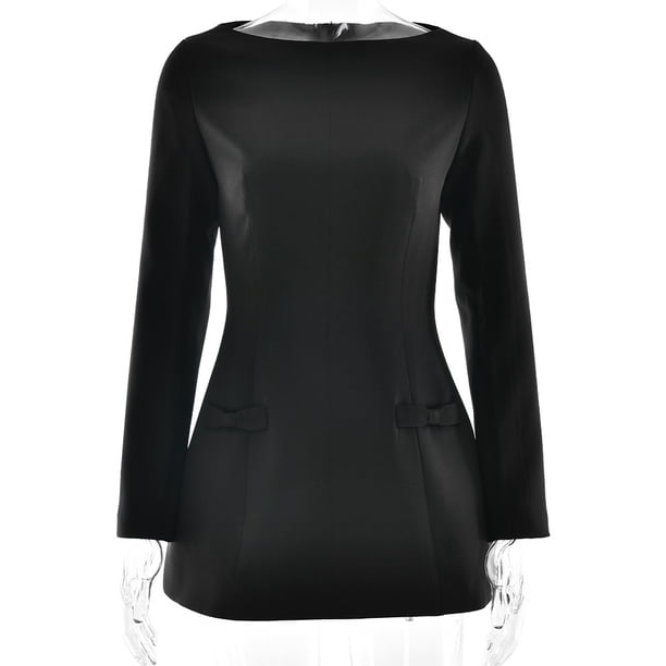 Women's Winter Sexy Elegant Long Sleeve A-Line Bow Dress Solid Color Red Black Double-Faced Velvet High Waist Short Sleeve S M L