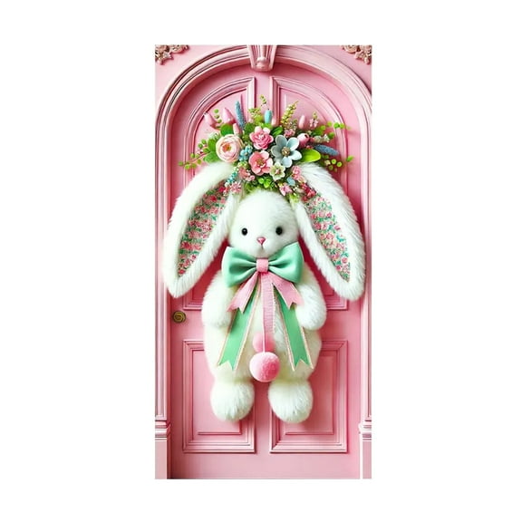 Adorable Easter Bunny Door Cover Festive and Attractive Decoration, Suitable for Holiday Party Decoration Outdoor Photography