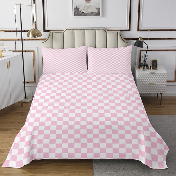 Erosebridal Plaid Buffalo Quilt Sets for Twin Size Bed, Checkered Bed Set, Rectangle Room Decor 2-Piece
