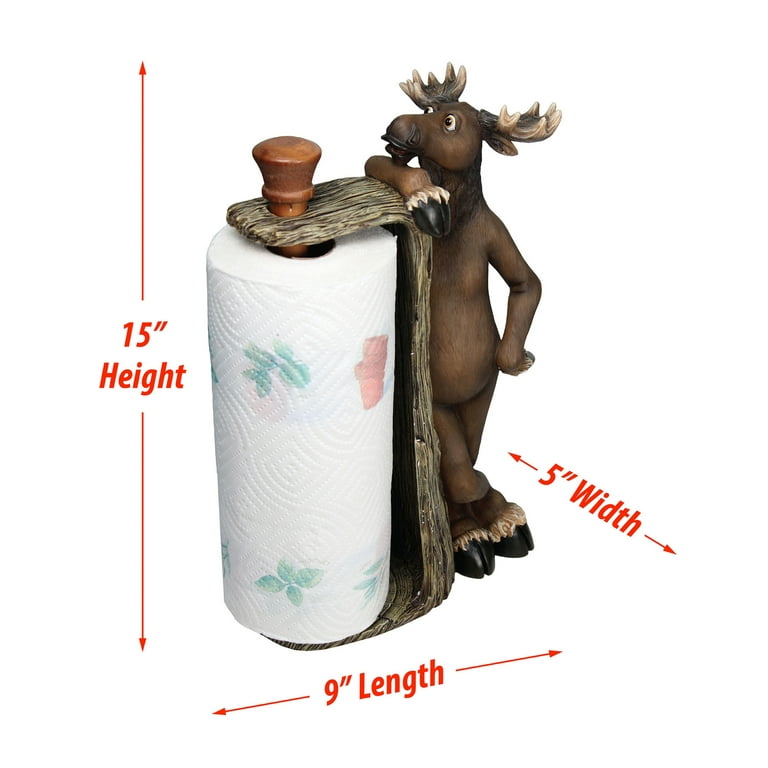Rivers Edge Products Countertop Paper Towel Holder Unique Resin and Wood Paper Towel Holder Novelty Napkin Roll Holder for Counter Giftable Animal