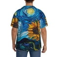 thumbnail image 3 of Kdxio Men's Hawaiian Shirt for Men Short Sleeve Shirt Starry Night Sunflower Field Summer Casual Holiday Beach Button Down T-Shirts, 3 of 5
