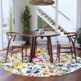thumbnail image 4 of Spring Floral Round Area&nbsp;Rug 7ft Gradient Blue Red Yellow Flowers Romantic Farmhouse Non-Slip&nbsp;Washable Circle Rugs Soft Felt Indoor Floor Mat for Bedroom Kitchen Living Room Bathroom, 4 of 9