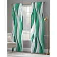 thumbnail image 4 of Green White Moire Sheer Curtains 108 Inch Length 2 Panels Set - Light Filtering Window Treatments, Modern Abstract Art Rod Pocket Semi Curtains for Living Room/Bedroom/Kitchen Décor, 104"W x 108"L, 4 of 7