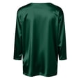 thumbnail image 6 of WULMLEO Women's Satin V-Neck 3/4 Sleeve Blouse Silky Casual Tops for Summer Night Out Dark Green 2XL, 6 of 6