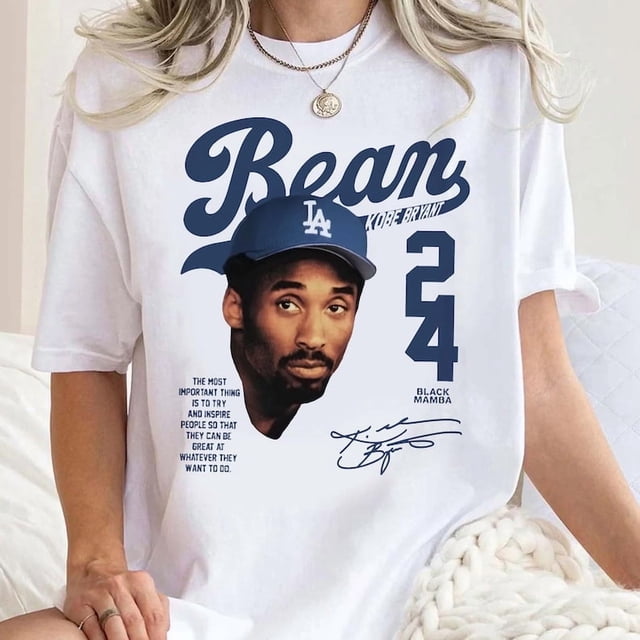 T-Shirt Double Face "BEAN", Kobe Los Angeles Basketball Baseball 90's Graphique Street - Blanc - m