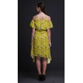 thumbnail image 4 of Bimba Yellow Bird Print Flutter Sleeve Womens Party Tunic Cold Shoulder Midi Dress - Large, 4 of 6