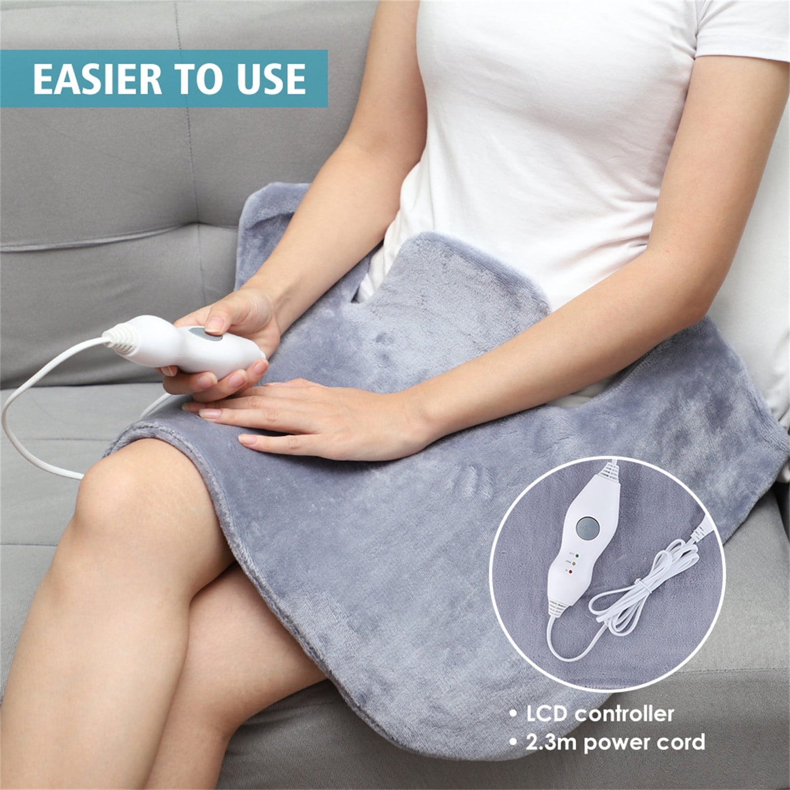 Heating Pad Shawl Shoulder Neck Warmer, 3 Temperature 30-50℃ 2 Hour Auto Shut Off, Coral Fleece Removable Washable Cover, 230CM Cord Electric Blanket Winter Pain Relief