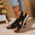 thumbnail image 5 of Avtoify Summer Women's Wedges Shoes Women Fashionable Casual Comfortable Plus Size Solid Color Strap Round Toe Open Toe, 5 of 10