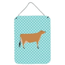 Jersey Cow Blue Check Wall or Door Hanging Prints