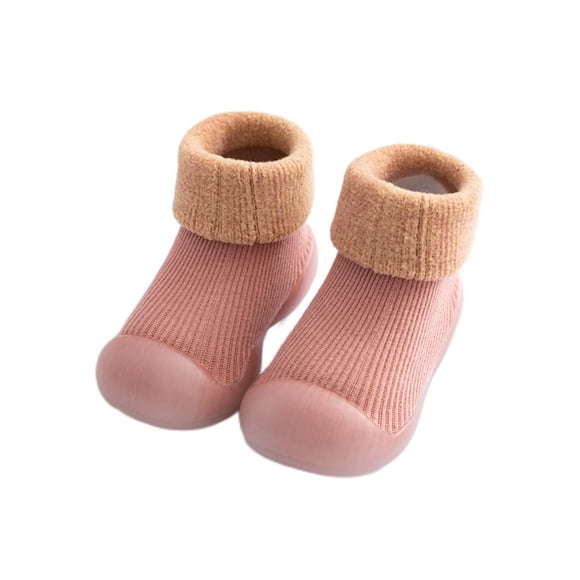 Woobling Toddler Sock Shoes Non-Skid Floor Slippers Rubber Soft Sole Socks Comfort Slipper Bedroom Lightweight Prewalker First Walking Shoe Pink 6C