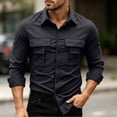thumbnail image 4 of Men's Tactical Shirt, Long Sleeve Quick-Dry Work Shirt With Ventilation & Multi-Pockets, Outdoor Casual Tactical Clothing Black L, 4 of 9