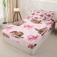 thumbnail image 2 of Erosebridal Cowgirl Boot Pattern Zipper Full Size Comforter Sets with Fitted Sheet and 2 Pillowcases,Cute Star Print Zipper Bedding Set,Pink Brown,Pink Reversible, 2 of 6