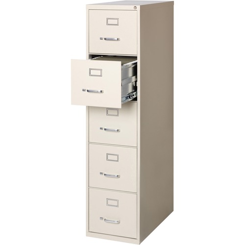 Lorell Commercial Grade Vertical File Cabinet 5-Drawer 15" x 26.5" x 61" Letter, Putty, Steel, Recycled - image 5 of 6
