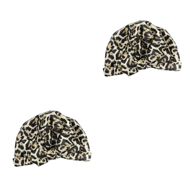 Ounissouiy Gorros de ducha Estampado de flores Impermeable Reutilizable Banda elástica Gorro ajustable Salón Peluquería Estampado de leopardo negro Estampado de leopardo negro 2piezas Ounissouiy CBP381422