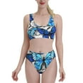 thumbnail image 2 of Picia Blue and White Butterflies Women's High Waisted Bikini Scoop Neck Swimsuit Two Pieces Bathing Suit-X-Large, 2 of 8