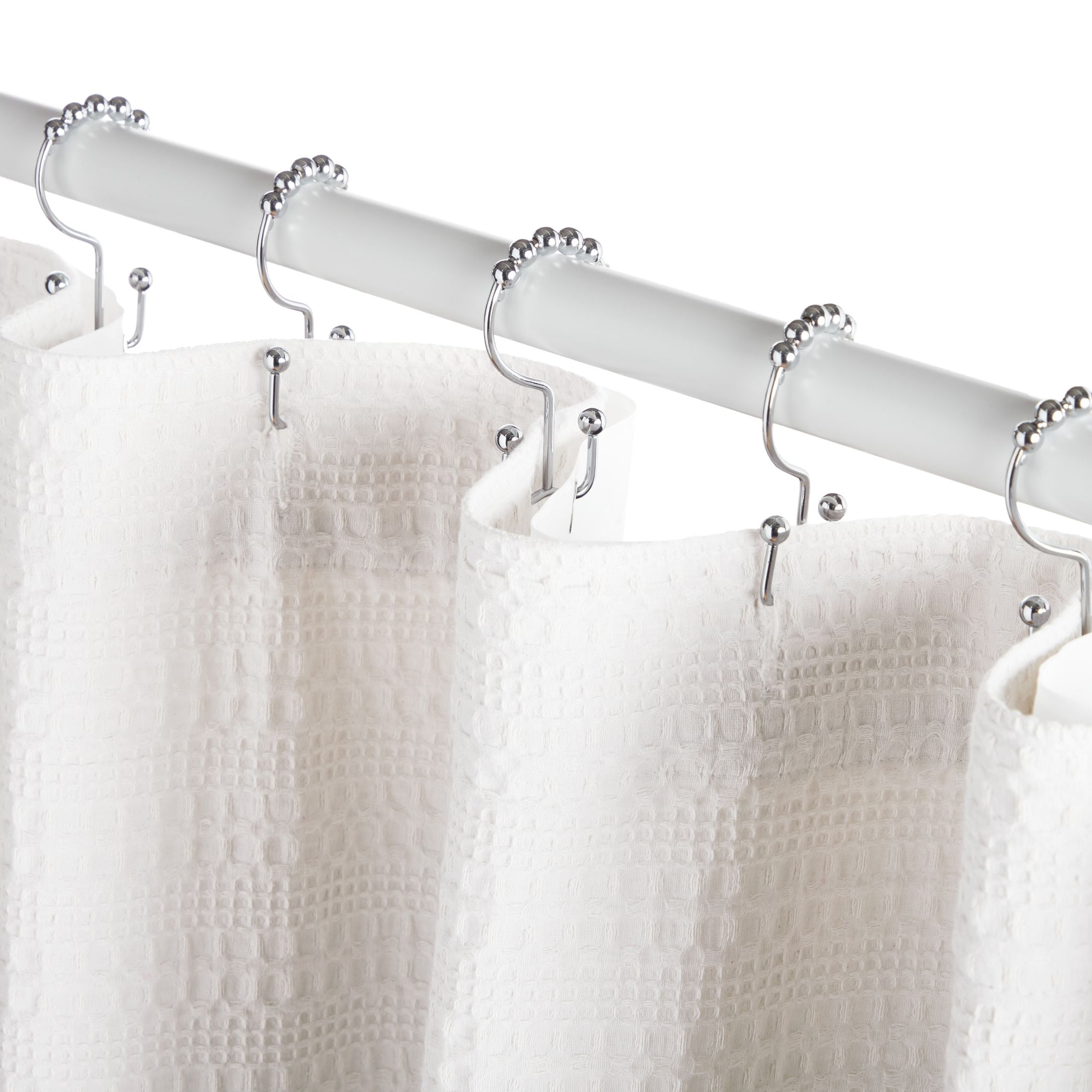 Better Homes & Gardens Easy Glide Metal Rollerball Double Shower Hooks, Chrome, 12 Pieces