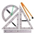 thumbnail image 1 of veasfak Grande Règle de Géométrie Mathématique Ensemble Outil de Dessin pour Tableau Noir Tableau Blanc Bureau 5 Pcs, 1 of 7