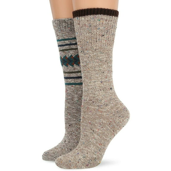 Wise Blend Womens Socks, Warm Wool Casual Aztec Pattern Boot Crew Winter Socks, 2 Pair