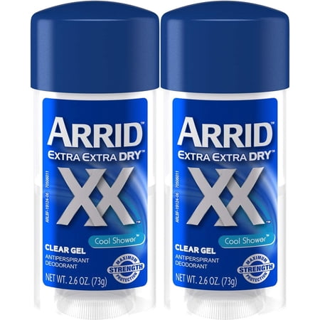 Arrid Extra Dry Antiperspirant Deodorant Clear Gel  Cool Shower - 2.6 Oz  2 Pack