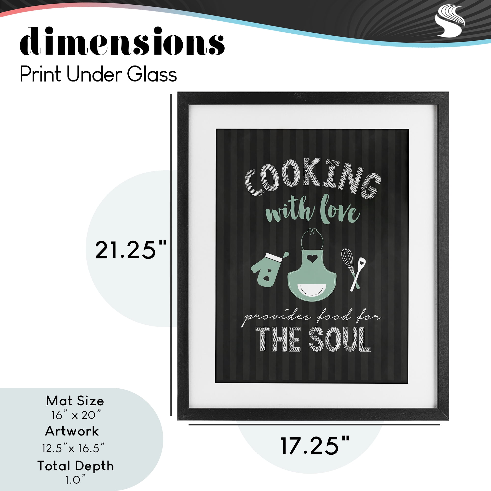 Food For Soul Black & Green Black Framed Print Under Glass, design by Lettered and Lined