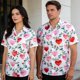thumbnail image 1 of Ceisia Fashion Unisex Men Women Casual Short Sleeve Gift Printed Turndown Collar Button Shirt, 1 of 7