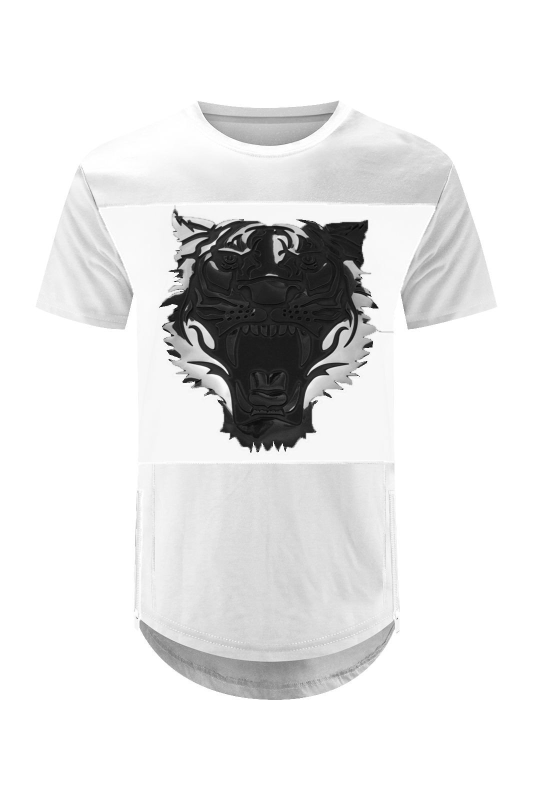 NEW Men Tiger Shirt Side Zipper 