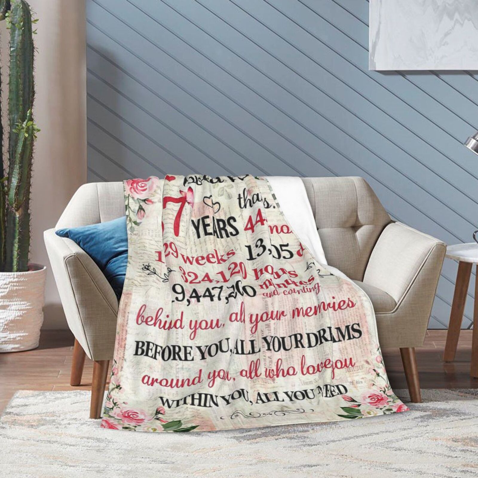 Wijzvio Gifts For 37th Birthday Throw Blanket Soft Fuzzy Fleece Blanket For Couch Bed Living Room Decoration 80"X60"