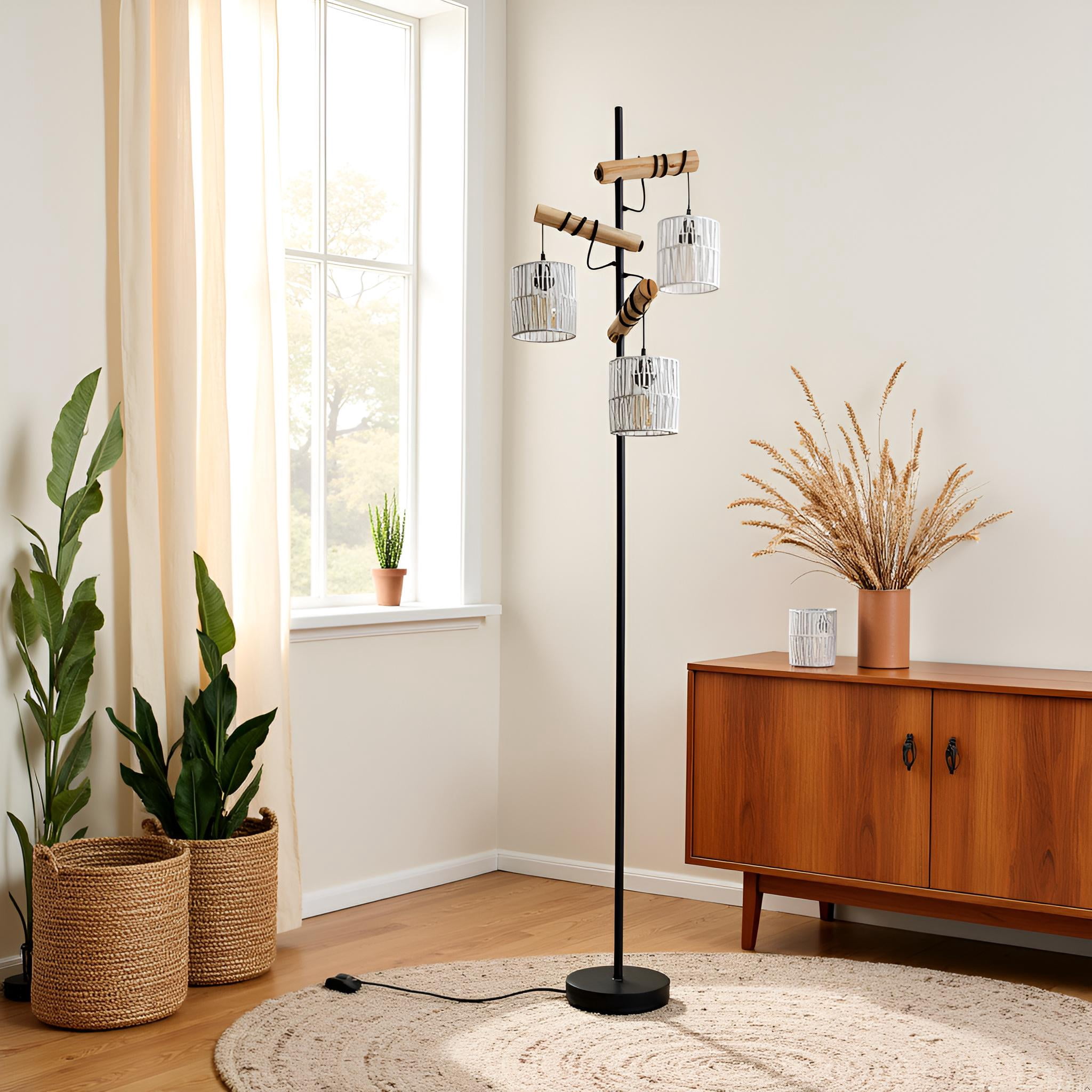 Farmhouse Boho Tall Corner Standing Tree Floor Lamp