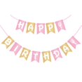 thumbnail image 1 of Banderín de cumpleaños Woizoeiy rosa y dorado para fiesta de niño/niña, 1 of 8