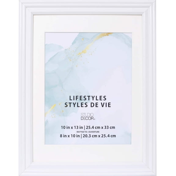 Studio Decor 10" x 13" White Frame With Mat, Lifestyles - Includes Pre-attached Hanging Hardware, Horizontal or Vertical Display - 1 Pack