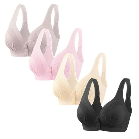 Ndbuld Plus Size Bras for Women Wireless 4PC Women s No Steel Ring Lactation Bra Back Adjustment Yoga Running Bra Fall Clearance 3XLPink
