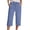 Blue, variant on 2026 New Cotton Capri Pants for Women Wide Leg Lightweight Summer Capris Casual Elastic Waist Beach Cropped Trousers with Pocket(Dark Green,S)