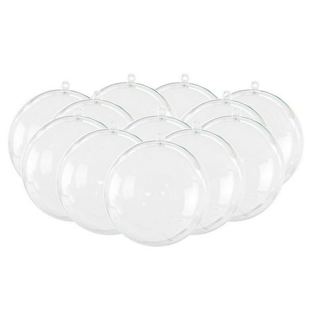 Clear Plastic Acrylic Fillable Ball Ornament Set (10pcs)