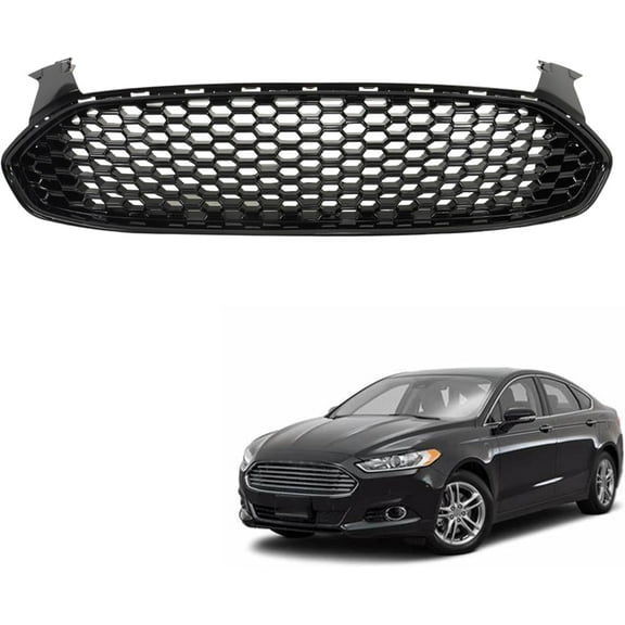 Waltyotur Gloss Black Front Hood Bumper Grilles Replacement for Fusion 2013 2014 2015 2016